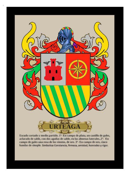 Escudo de Heráldica enmarcado Escudo de Heráldica de Urteaga enmarcado